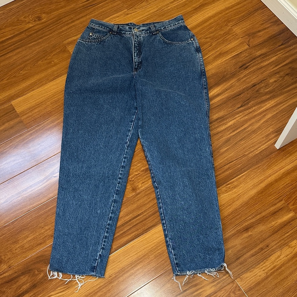 Levi's Dark Blue Boyfriend Jeans with Raw Hem